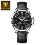Poedagar 855 Watch For Men-Silver Black