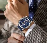 Poedagar 860 Chain Watch For Men - Silver Blue - Image 2