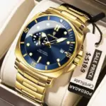 Poedagar 873 Chain Watch For Men - Gold Blue