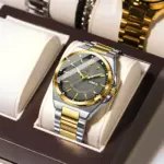 Poedagar 896 Chain Watch For Men - Silver Gold Gray - Image 3