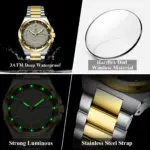 Poedagar 896 Chain Watch For Men - Silver Gold Gray - Image 4