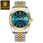 Poedagar 910 Watch For Men - Silver Gold Blue