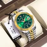 Poedagar 910 Watch For Men - Silver Gold Green - Image 2