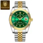Poedagar 910 Watch For Men - Silver Gold Green