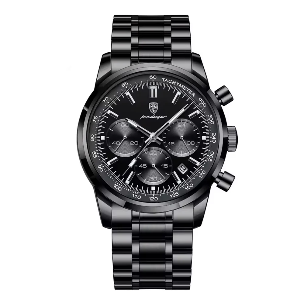 Poedagar-921-Watch-For-Men-Full-Black.webp Poedagar 921 Watch For Men - Full Black - Image 1