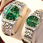 Poedagar 936 Watch For Couple - Silver Gold Green