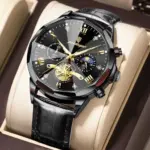 Poedagar 938 Leather Watch For Men - Full Black