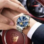 Poedagar 939 Chain Watch For Men - Silver Gold Blue - Image 4