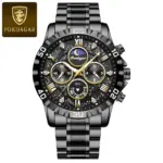 Poedagar 973 Chain Watch For Men - Black gold