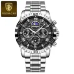 Poedagar 973 Chain Watch For Men -  Silver Black