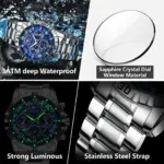 Poedagar 973 Chain Watch For Men -  Silver Blue - Image 5