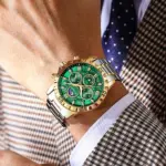 Poedagar 973 Chain Watch For Men -  Silver Gold Green - Image 2
