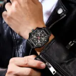 Poedagar 983 Cornograph Watch For Men - Rose Black - Image 2
