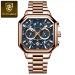 Poedagar 983 Cornograph Watch For Men - Rose Blue