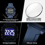 Poedagar E123 Digital Watch For Men - Blue Black - Image 2