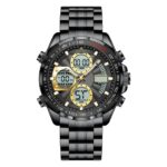 POEDAGAR E108 Multi-Function Dual Display Watch For Men-Full Black - Image 2