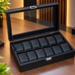 Premium Watch Organizer Box 12 Slot - Black