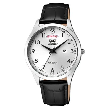 QQ-S11A-Japan-Movment-Superior-Series-Mens-Watch-Black.jpg Q&Q S11A Japan Movment Superior Series Men’s Watch - Silver - Image 1