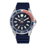 Q&Q S374  Superior Japan Movement Men’s Silicone Watch - Silver Blue