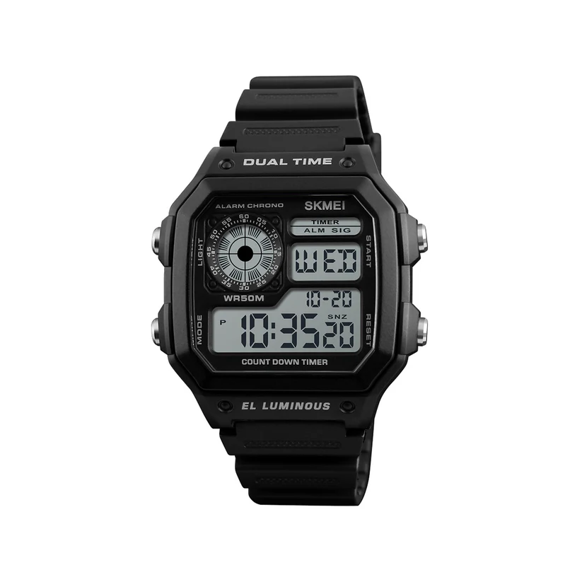 SKMEI-1299-Classic-Vintage-Square-Waterproof-watch-Black.webp SKMEI 1299 Watch For Men- Black - Image 1