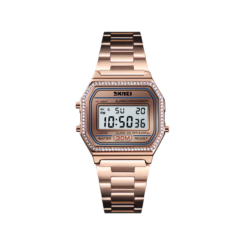 SKMEI-1474-Stainless-Steel-Digital-Watch-For-Women-Rose-Gold.webp SKMEI 1474 Watch For Women- Rose Gold - Image 1
