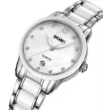SKMEI 2175 Ceramic Watch For Woman- Silver - Image 2