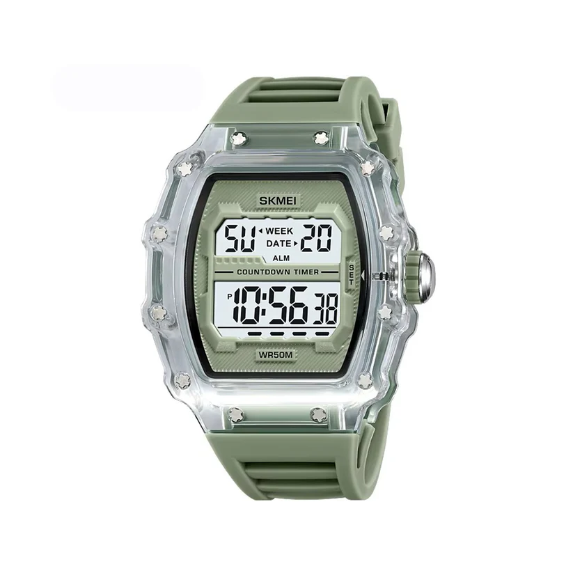 SKMEI-2296-New-Colorful-Sports-Digital-Silicone-Strap-Mens-Watch-White-1.webp SKMEI 2296 Watch For Men-White Green - Image 1