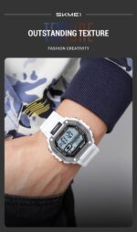 SKMEI 2522 Electronic Sports Men’s Watch- White - Image 2