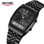 SKMEI 2585 Dual Time Watch For Men - Full Black - Image 3