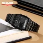 SKMEI 2585 Dual Time Watch For Men - Full Black - Image 4