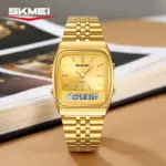 SKMEI 2585 Dual Time Watch For Men - Full Golden