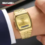 SKMEI 2585 Dual Time Watch For Men - Full Golden - Image 4