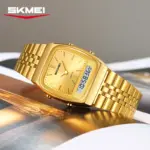 SKMEI 2585 Dual Time Watch For Men - Full Golden - Image 5