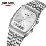 SKMEI 2585 Dual Time Watch For Men - Full Silver - Image 4