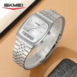 SKMEI 2585 Dual Time Watch For Men - Full Silver - Image 5