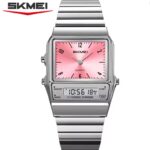 SKMEI 2632 Dual Time Watch For Men - Silver Pink