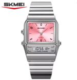 SKMEI 2632 Dual Time Watch For Men - Silver Pink