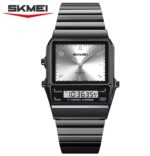 SKMEI 2632 Dual Time Watch For Men - Black Silver