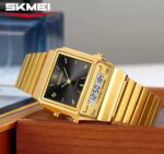SKMEI 2632 Dual Time Watch For Men - Black Gold - Image 2