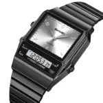SKMEI 2632 Dual Time Watch For Men - Black Silver - Image 2