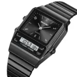 SKMEI 2632 Dual Time Watch For Men - Full Black - Image 3