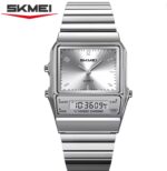 SKMEI 2632 Dual Time Watch For Men - Full Silver