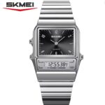SKMEI 2632 Dual Time Watch For Men - Silver Black