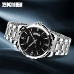 SKMEI 9069 Watch For Men - Silver Black - Image 2