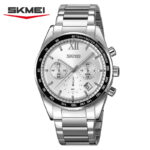 SKMEI 9096 Cornograph Watch For Men - Full Silver