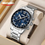 SKMEI 9096 Cornograph Watch For Men - Silver Blue - Image 2