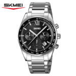 SKMEI 9096 Cornograph Watch For Men - Silver Black