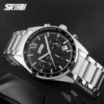 SKMEI 9096 Cornograph Watch For Men - Silver Black - Image 2