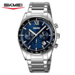 SKMEI 9096 Cornograph Watch For Men - Silver Blue