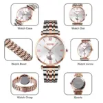 SKMEI 9198 Watch For Women - Silver Rose - Image 2